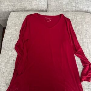 Susan Graver Rich Red Long Sleeve Top